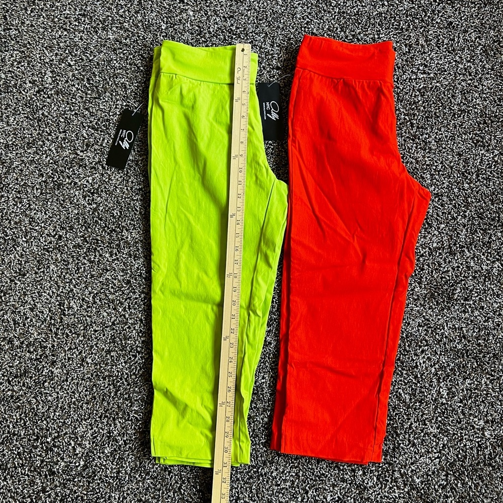 Vibrant Green and Orange Women's Capris